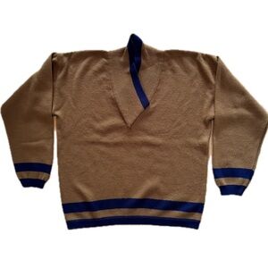 Vintage Wool Sweater Brown and Blue Unique